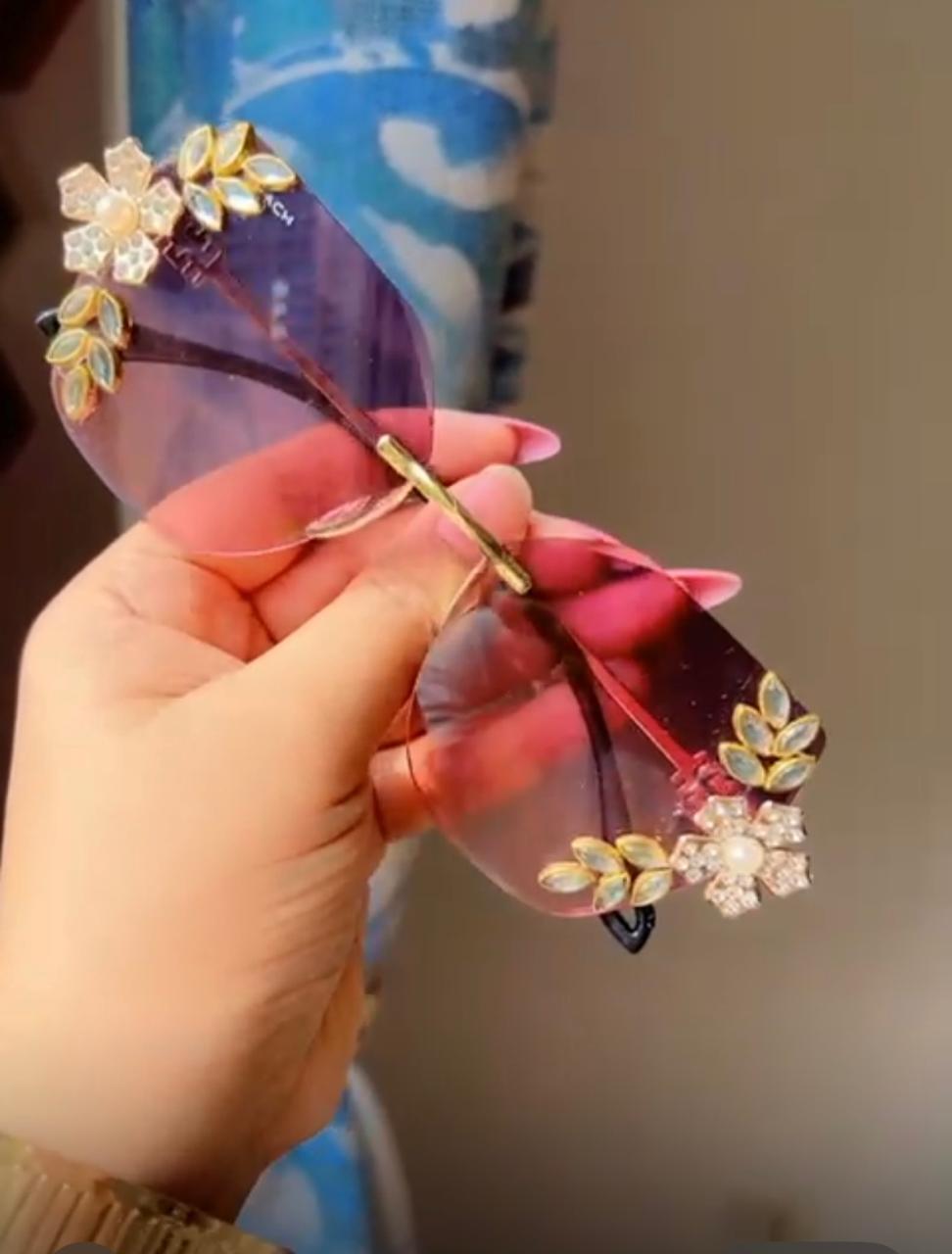 Pink Kundan Glow - Sunglasses