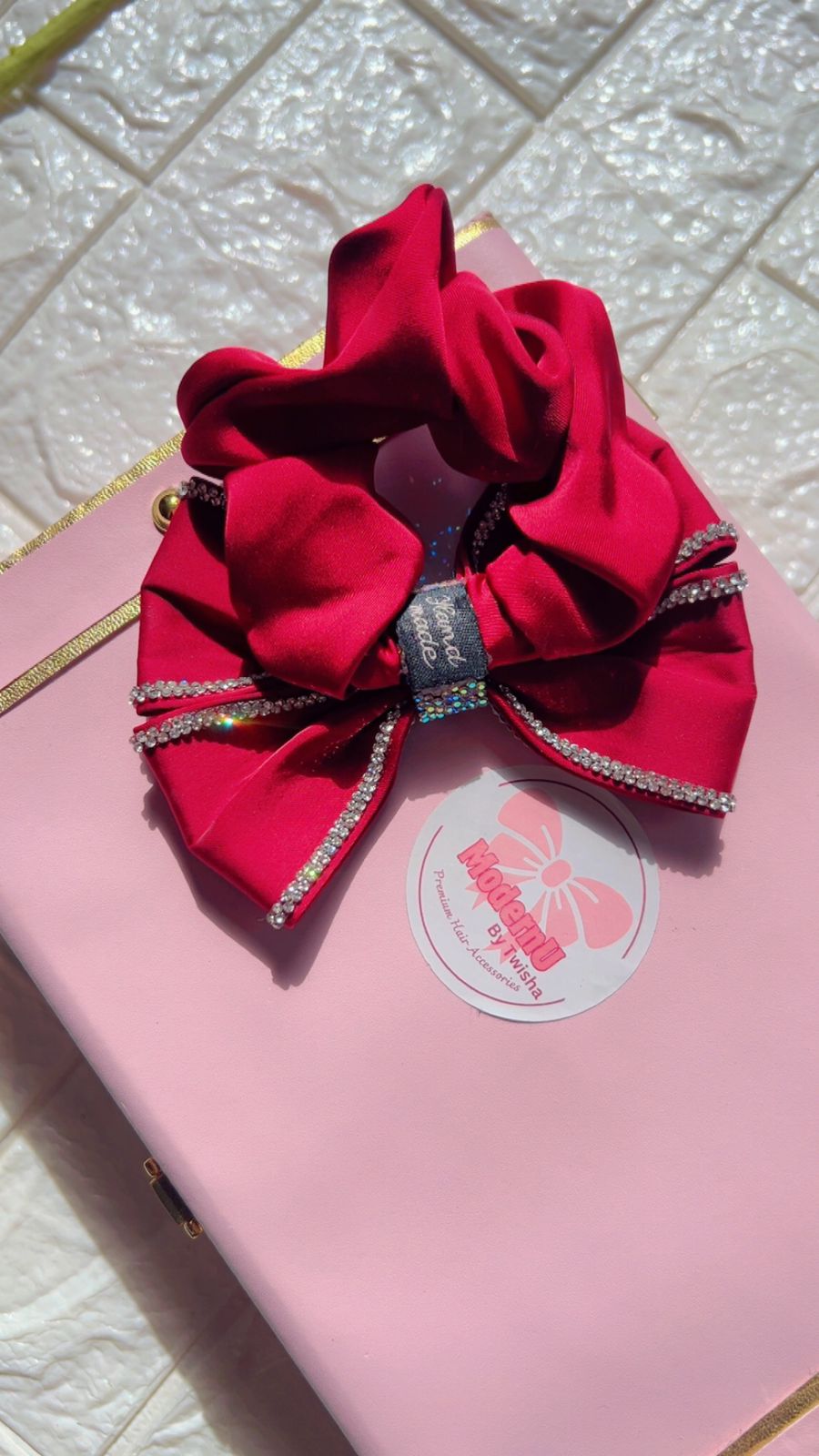 Maroon Glimmer Bow - Scrunchie