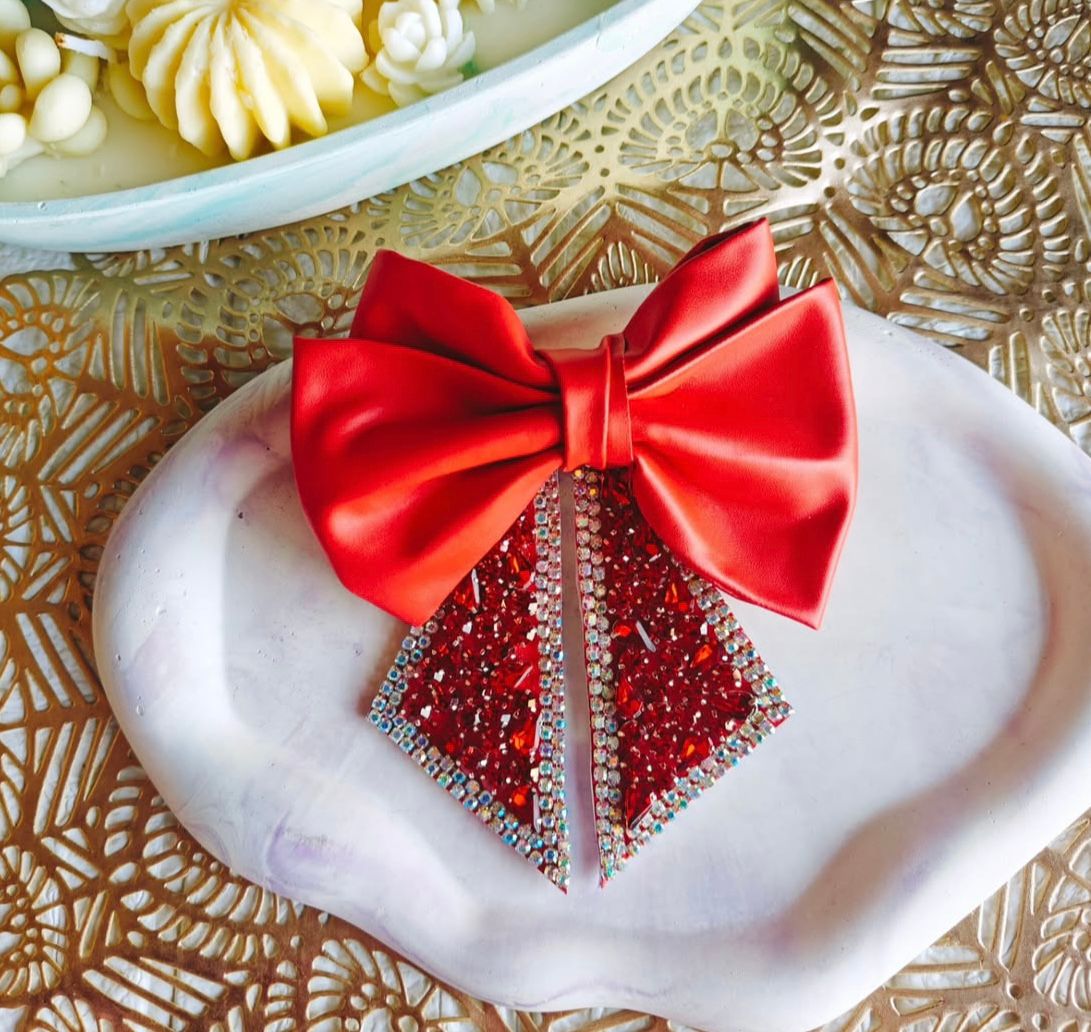 Red Glimmer - Bow/ Embellished Bow/ Rhinestone Bow