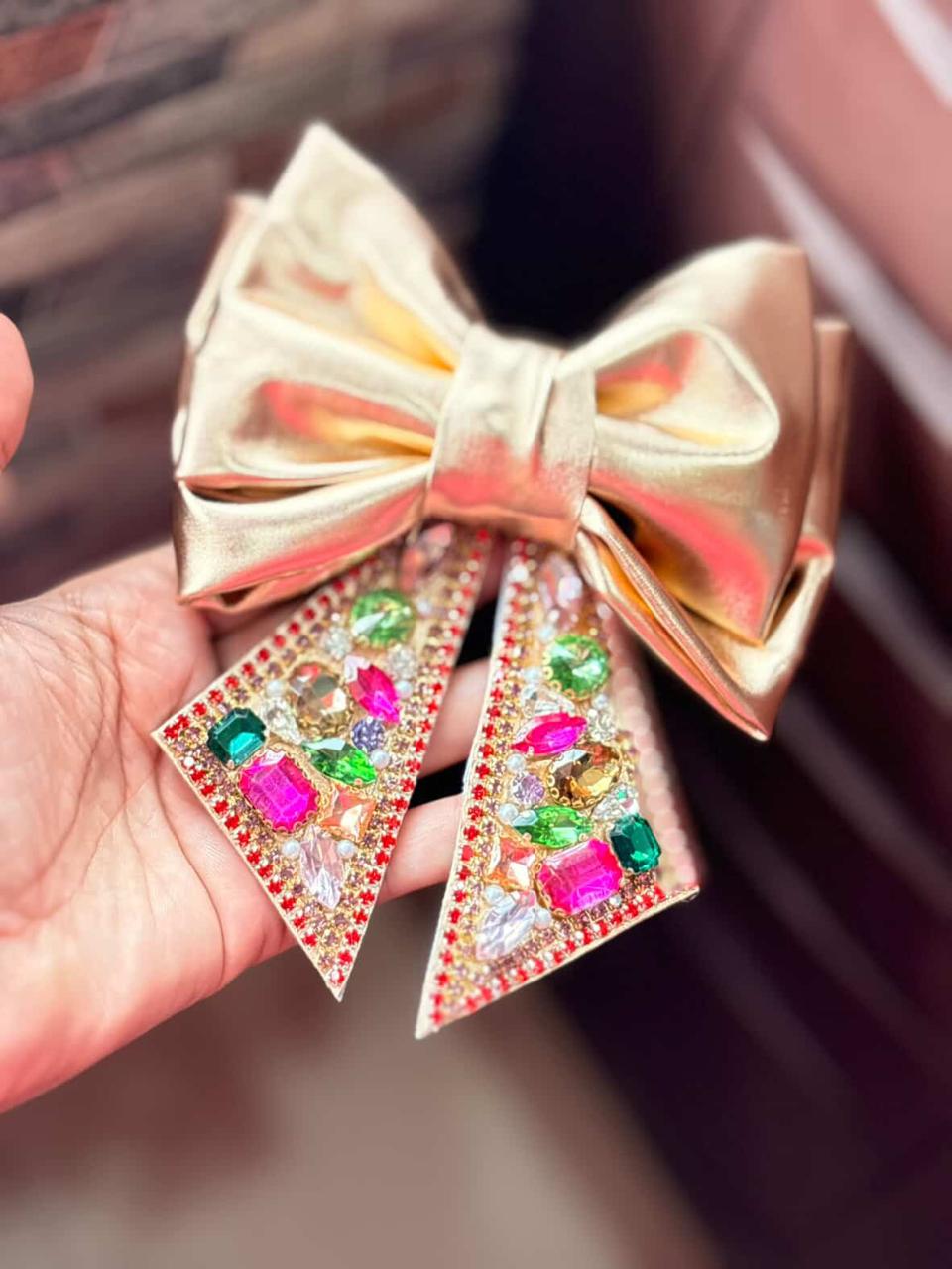 Sofia Goldstone Bow - Embellished Bow/ Bejeweled Bow