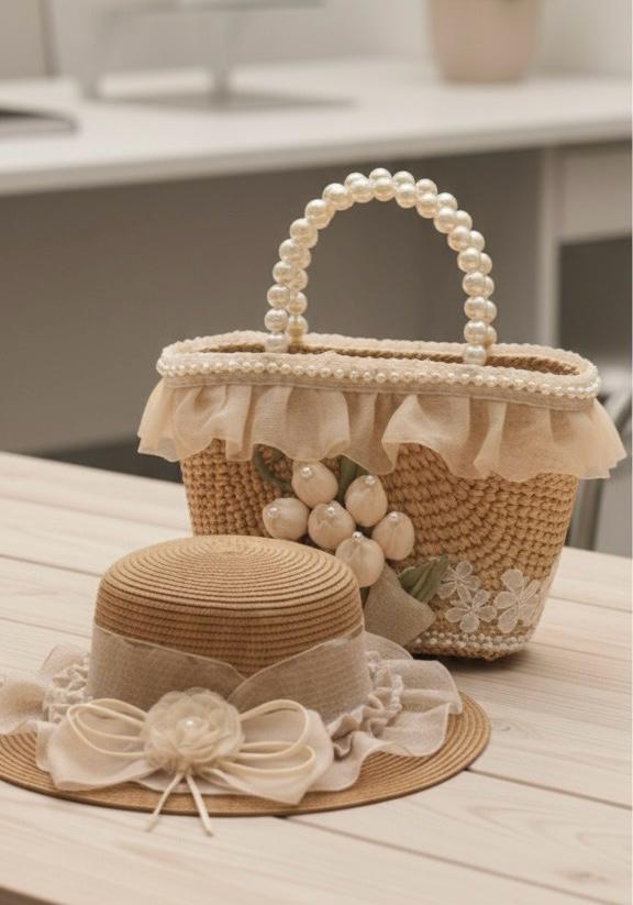 Princess Elara Tulip Jute Bag & Hat Combo