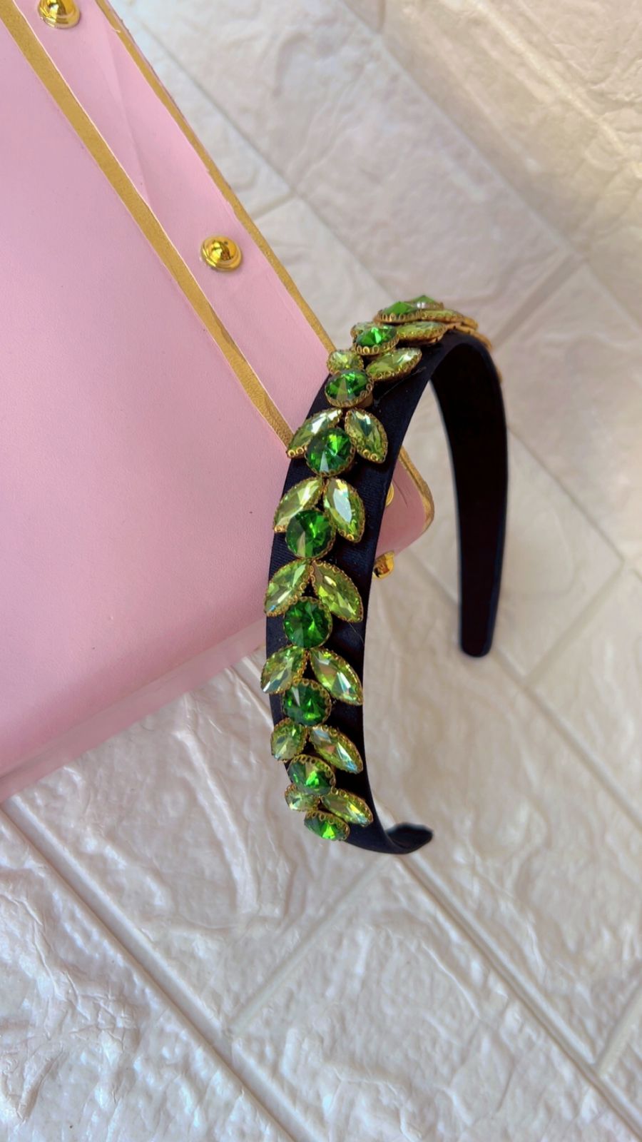 Crystal Leaf Charm-  Hairband