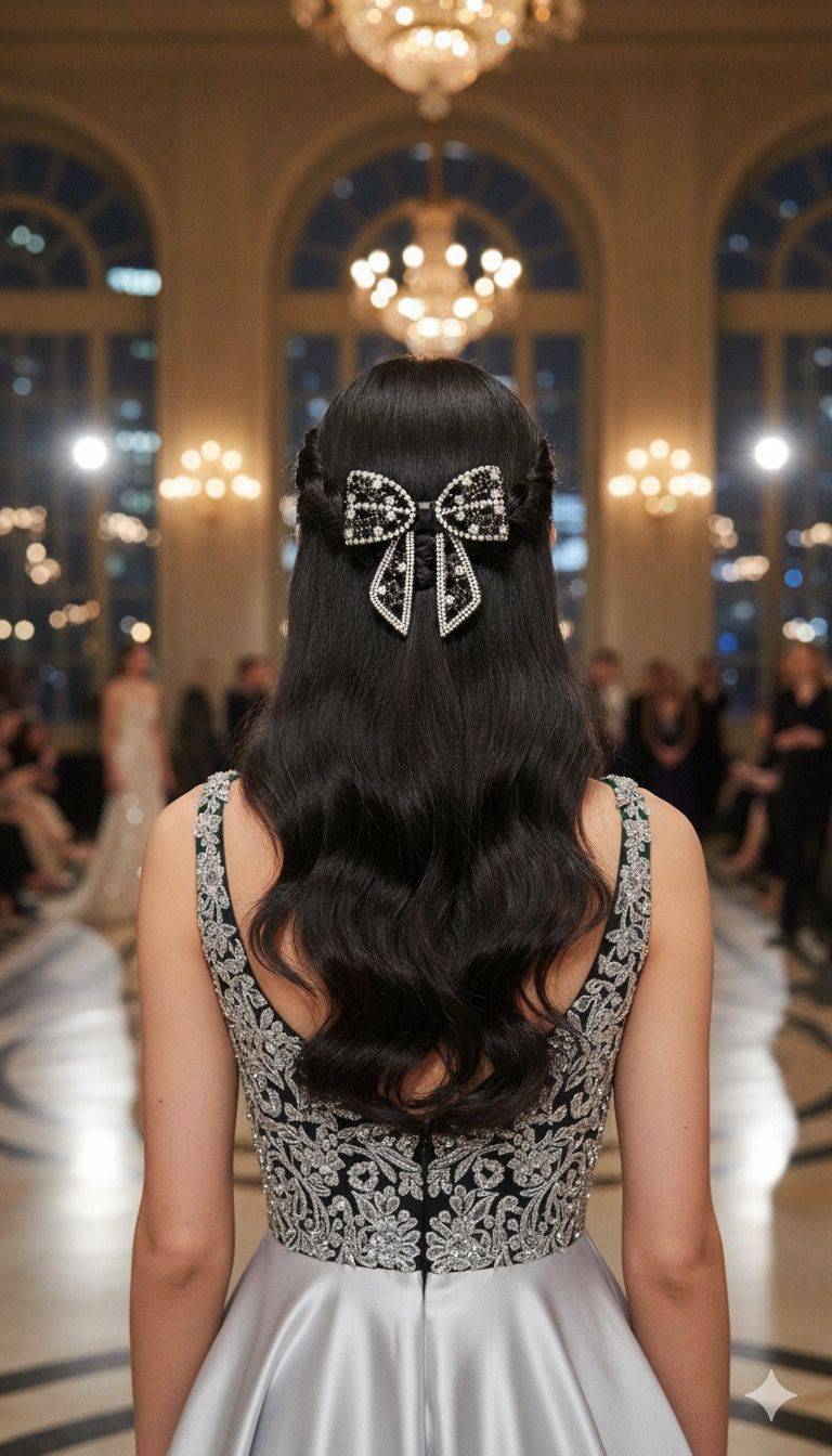 Noir Elegance - Embellished bow